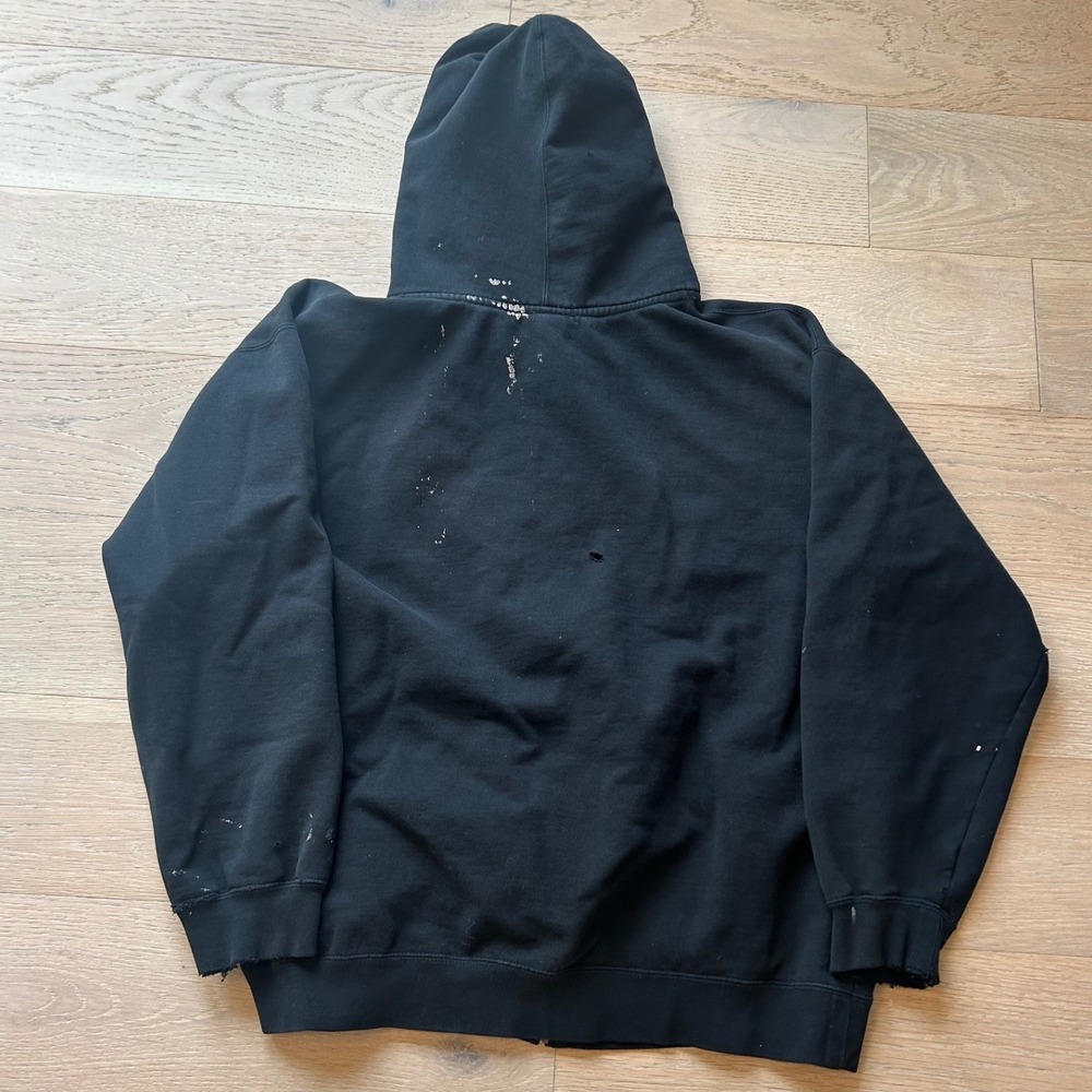 Billabong Mens Black Graphic Full Zip Hoodie Distressed Skater Y2K 0680 - Picture 2 of 11